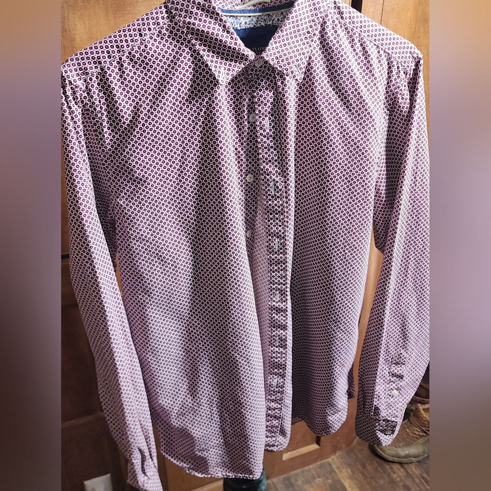 Men's Patterned Shirt - Red and White DENIM AND FLOWER